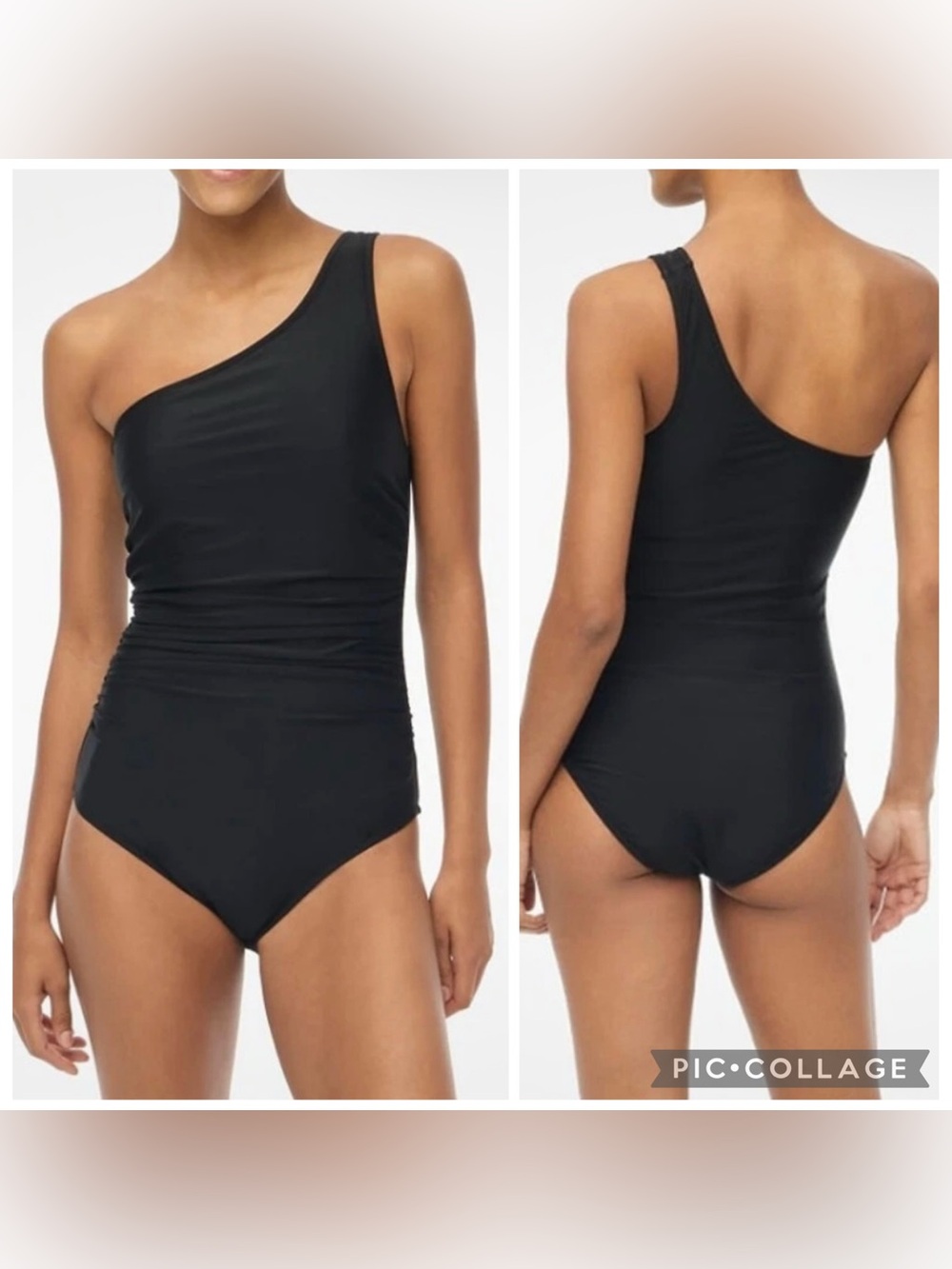 J.Crew One Shoulder Ruched One Piece Swimsuit Full Coverage size 10